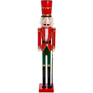 THE TWIDDLERS Riesige Holz Weihnachten Nussknacker Figur, Lebensgröße, XXL 120cm - Klassische Weihnachtsdekoration