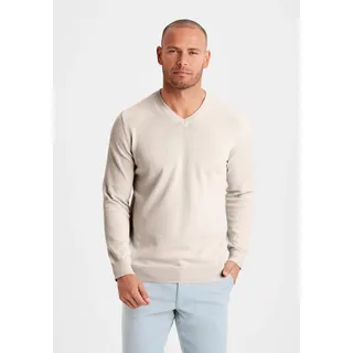 Strickpullover H.I.S, Herren, Gr. XXL (60/62), beige, Feinstrick, Obermaterial: 60% Baumwolle, 40% Polyester, unifarben, Basic, regular fit normal, V-Ausschnitt, Strickbündchen, Pullover Strickpullover, mit V-Ausschnitt, Pullover aus Feinstrick, Baumwollmischung