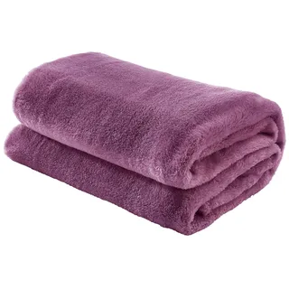 Erwin Müller Teddy-Fleece-Wohndecke Salerno, Fleece-Decke, Kuscheldecke Orchidee Größe 150x200 cm - flauschig weich, pflegeleicht