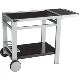 Cook’in Garden - Desserte Media L, Wagen mit mobiler Arbeitsplatte und verstärkten Rollen, Outdoor-Möbel ideal für Garten oder Terrasse, Ständer für Plancha oder Grill, Schwarz/Grau