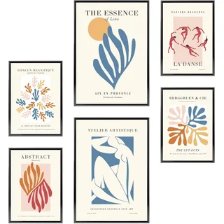 Heimlich – Poster-Set – 2 A3 / 30 x 42 cm + 4 A4 / 21 x 30 cm – Premium-Poster – ungerahmte Drucke – moderner Stil – abstraktes Matisse Modern