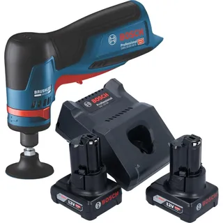 Bosch GWG 12V-50 S Professional, Akku Geradschleifer 12 V 6 mm Brushless + 2x Akku 6,0 Ah + Ladegerät