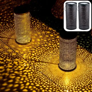 2er Set Skandinavische Solarlaterne Solar Laterne Lampe Deko Balkon Garten Feroe Schwarz
