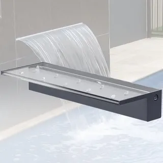 LONGRUNNEW Teich Wasserfallklingen Set, 60 cm Acryl Poolfontäne mit Zubehör, Breite 20 cm Auslauf Wasserspiel Wasserfallkaskade für Garten Patio Teichdekoration
