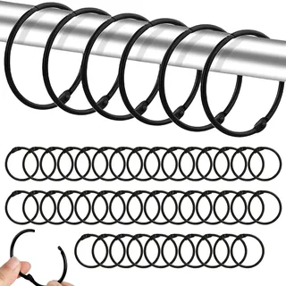 40 Stück Vorhangringe zum Öffnen,38mm Schwarz Gardinenringe Metall,Duschvorhangringe Schwarz,Metallring zum Öffnen,für Vorhangstangen,Fenster Duschvorhangstangen und Buchringe,Vielseitig Einsetzbar