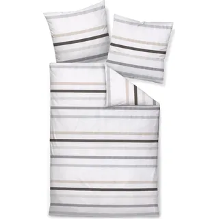 Janine Design Bettwäsche-Garnitur Mako-Satin 87101 J. D. Farbe taupegrau Größe 135x200+80x80 - Weiß