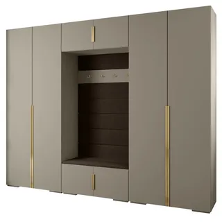 Abiks Möbel Garderoben-Set 236,7/300/47 , Kaschmir, Braun, Goldfarben , Metall , Nachbildung , 18 Fächer , 300x236.7x47 cm , Garderobe, Garderoben-Sets & Garderoben-Serien, Garderoben-Sets