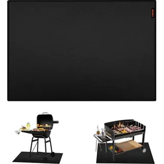 Schwarze Grillunterlage 150x100cm, Faltablett, Rutschschutz, für Gas- und Holzkohlegrill - Weiß