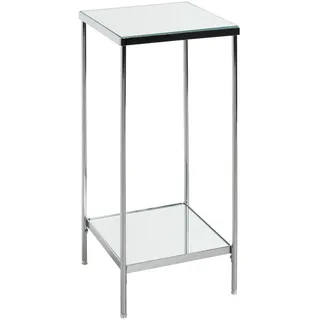 Haku-Möbel Beistelltisch × Chromfarben × Metall, Glas , quadratisch, , Rundrohr , 28x66x28 cm , offenes Fach , Wohnzimmer, Wohnzimmertische, Beistelltische, Beistelltische Metall