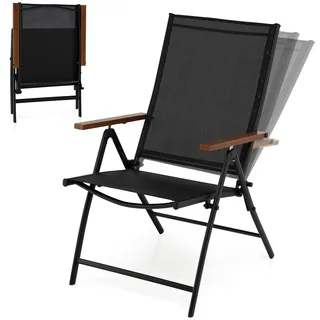 FANTASK Gartenstuhl wetterfeste 4er Set, klappbare Hochlehner mit 5-Fach Verstellbarer Rückenlehne, Klappstühle bis 150 kg belastbar, Terrassenstühle für Garten, Terrasse, Balkon