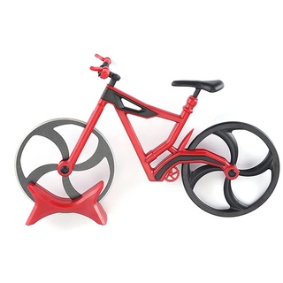 UUBRAU Fahrrad Pizzaschneider, Lustige Pizza Schneider Edelstahl Kunststoff Pizzaroller Pizzarad Pizzamesser, Pizza Cutter mit Scharfem Schneiderad & Ständer für Weihnachten Kreativ Geschenke Rot