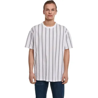 Urban Classics Herren Heavy Oversized AOP Stripe Tee T-Shirt,per Pack Weiß (White/Navy 01289),Medium (Herstellergröße:M)