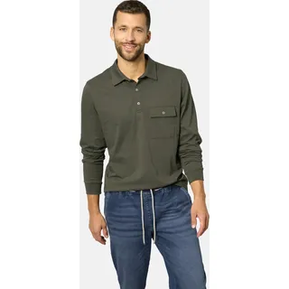Poloshirt BABISTA "Langarm-Poloshirt FIOREZONTO", Herren, Gr. 50, grün (oliv), Obermaterial: 100% Baumwolle CO., Shirts Poloshirt