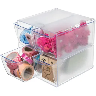 Deflecto stapelbarer Würfel-Organizer, Schreibtisch- und Bastelorganizer 4 Schubladen