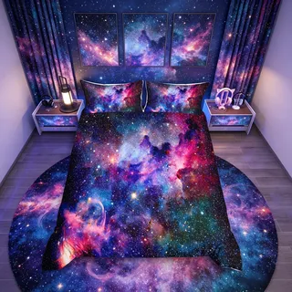 Omgoods - Bettwäsche-Set "Galaxy" mit Sternenhimmel-Design