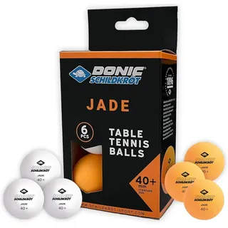 Donic Schildkröt Donic-Schildkröt Unisex – Erwachsene Tischtennisball Jade, Poly 40+ Qualität, 6 STK. im Blister, 3X, 3 x weiß / 3 x orange, Einheitsgröße