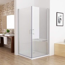 MIQU 80x80x185cm Duschkabine Eckeinstieg 180° Schwingtür Duschwand Dusche mit 6mm NANO Glas