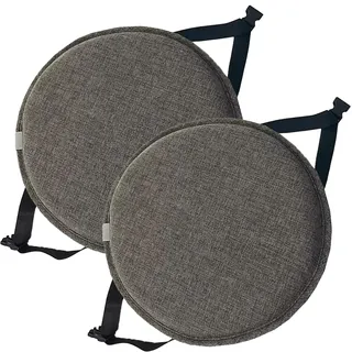 uyeoco Rundes Stuhlkissen, Rundes Memory-Schaum-Sitzkissen,30 X 30 Cm/35 X 35 Cm/40 X 40 Cm/45 X 45 cm, rutschfeste Runde Stuhlpolster mit elastischen Bändern Schnallen(#1,2pcs 40cm/15.7in)