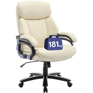 COLAMY XXL Chefsessel[181kgs] - Hochlehner Bürostuhl Leder mit verstellbaren Armlehnen& strukturierter Rückenlehne- Extra breiter Sitz (59cm) für Homeoffice und Büro, Ivron