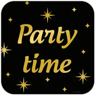 PD-Party - Party Time Zeichen / Fenster Dekoration für Geburtstag - Deko Geburtstag - Party Time Dekoration - Schwarz Gold Party Deko - Geburtstag Junge & Mädchen - Geburtstags Deko - 50x50 cm