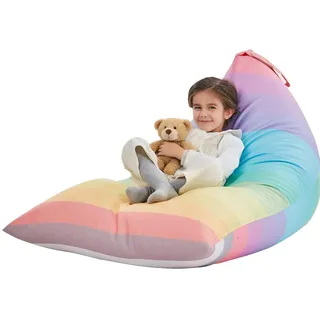 Nobildonna Sitzsack-Stuhlbezug für Kinder und Erwachsene, extra großer Sitzsack ohne Füllung, Plüschtierhalter und Organizer, Premium-Segeltuch, 250 l (Regenbogen)