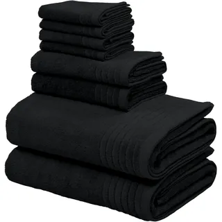 my home Handtuch Set »Sanremo Premium, Premium Handtücher, 600 gr/m2, dicke Qualität« Set 8 Stk. Frottier Duschtücher, Handtücher, Seiftücher, 100% Baumwolle, 5 Jahre Garantie, schwarz