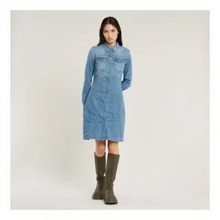 G-Star für Damen. D10660-D898-071 Tacoma Ausgestelltes, tailliertes Kleid
blau (S), Lässig, Baumwolle, Denim, Langarm