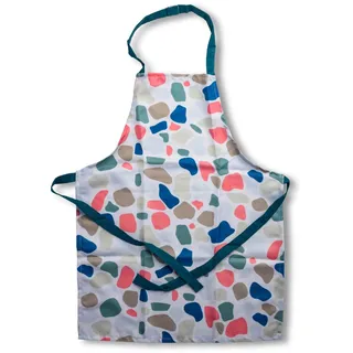Fackelmann Mini Backschürze für Kinder – Bunte Polyester-Schürze mit dunkelblauen Baumwollbändern, 58 x 45 cm, waschmaschinengeeignet 40°C