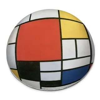Mondrian Briefbeschwerer aus gewölbtem Glas mit großem roten Flugzeug