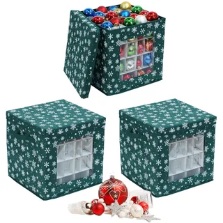 Relaxdays Aufbewahrungsbox Weihnachtskugel 33 x 33 x 33 cm 3-tlg. grün