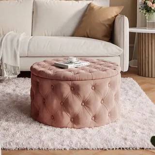 CHESTERFIELD runder gesteppter Hocker 70 cm French Velvet 682