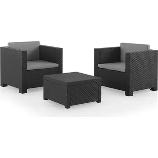 Shaf - Tête à Tête Diva | Lounge Gartenmöbel Set 2 Personen | Balkon Möbel für Terrasse oder Garten - Anthrazit - Grau
