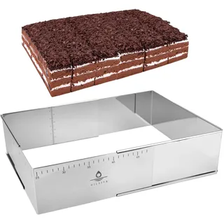 Hilsita Einstellbare Rechteckige Kuchenrahmen, Tortenring Eckig, Edelstahl Brownie Form, Tiramisu Kuchen Formen Backen, Backrahmen Rechteckig, Tortenring Höhe 10cm (25 * 19 * 10cm)