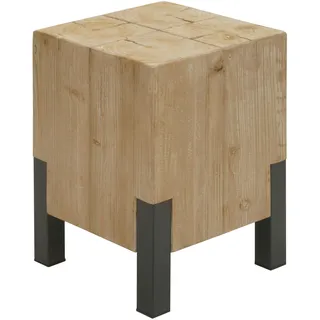 Mendler Hocker HWC-L76, Sitzhocker Holzhocker, Industrial Metall Massiv-Holz MVG-zertifiziert, natur