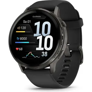 Garmin Venu 4 45 mm Schwarz/Schiefergrau Silikon Armband Schwarz