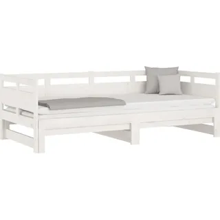 vidaXL Tagesbett Ausziehbar Weiß Massivholz Kiefer 2x(80x200) cm - Weiß