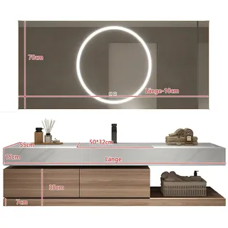 360Home Waschbecken aus Keramik mit Schrank und LED-Spiegel für das Badezimmer 140*55cm