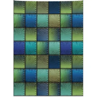 Abakuhaus Stoff Wandteppich, Moderner geometrischer Bohem aus Weiches Mikrofaser Stoff Kein Verblassen Klare Farben Waschbar, 110 x 150 cm, Grün Blau - Blau