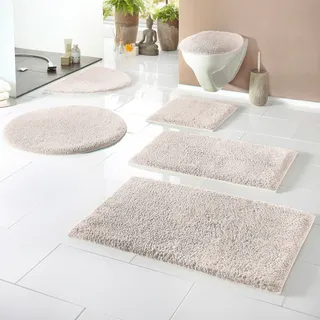 my home Badematte »Maren, Badvorleger, Badezimmer Teppich« Höhe 15 mm rutschhemmend beschichtet fußbodenheizungsgeeignet Bio-Baumwolle, Badteppich, Badematten auch als 3 teiliges Set, grau