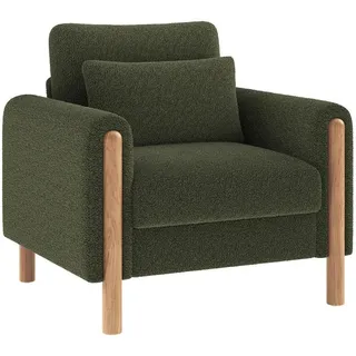 Redom Loungesessel Lammfell-Optik abnehmbares Sitzkissen 87/83/88,5 cm Grün , Textil , 83x88.5x87 cm , Wohnzimmer, Sessel, Polstersessel