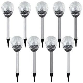 EAXUS 9er Set LED Kugelleuchte Edelstahl 9x Solarleuchte schwarz