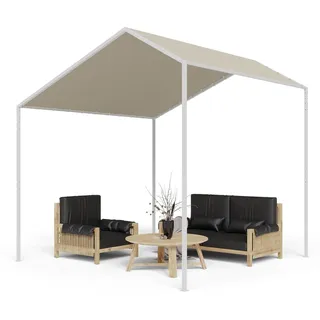 Blumfeldt Pergola, Metall Pavillon mit Polyester Schrägdach, Sonnensegel mit Gestell, Überdachung Freistehend, Sonnenschutz für Garten und Terrasse, Gazebo Wasserdicht und Stabil, Aluminium-Rahmen - Beige