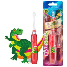 Brush Baby KidzSonic Elektrische Zahnbürste für Kleinkinder und Kinder, für Kinder ab 3 Jahren (Dinosaurier)