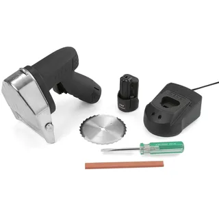 HENDI Dönermesser, Elektrisches, Kebabschneider, Inklusive Klingenschärfstein, Klingenständer und Schraubenzieherr, gezackte und Große, glatte Ø 80-mm-Klinge, 230V, 80W, 232x120x(H) 115mm, Edelstahl