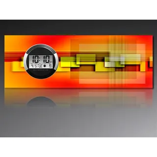 6127 Dixtime Digital Designer Wanduhr, Moderne Wohnraumuhr 35x100cm - Orange