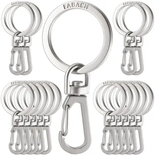 FABACH Karabiner Schlüsselanhänger mit drehbarem Schlüsselring - Kleine abnehmbare Karabinerhaken Schlüsselringe - Stabile Mini Schlüssel Karabiner Haken als Schlüsselhalter und zum Basteln