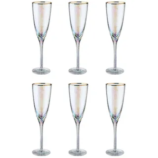 Butlers Champagnergläser (6er Set) Smeralda 250 ml , Transparent , Glas , Gläser, Champagnergläser & Sektgläser