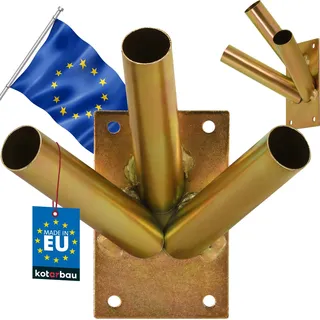 KOTARBAU® Fahnenhalter 3-Fach Verschrauben Fahnenmasthalter Fahne Flagge Flaggenhalter Fahnenstange Halterung Griff Wandbefestigung Feuerverzinkt Gelb - Gelb