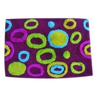 MSV Badmatte Bunte Kreise 60x40cm aus Baumwolle in braun, Mehrfarbig, 60 x 40 x 15 cm, PVC