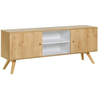 Calicosy Niedriges Sideboard mit 2 Türen und einer offenen Nische mit Regalen in der Mitte L179,5 cm - Nature , Eichefarben , Holzwerkstoff , 40x72x179.5 cm , Wohnzimmer, TV Möbel, Lowboards, Lowboards stehend